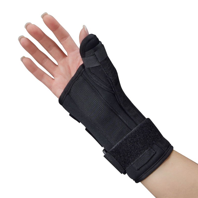 WRIST/THUMB SPLINT, FOAM REMVBL/ADJ PALMAR STAY BLK RT SM
