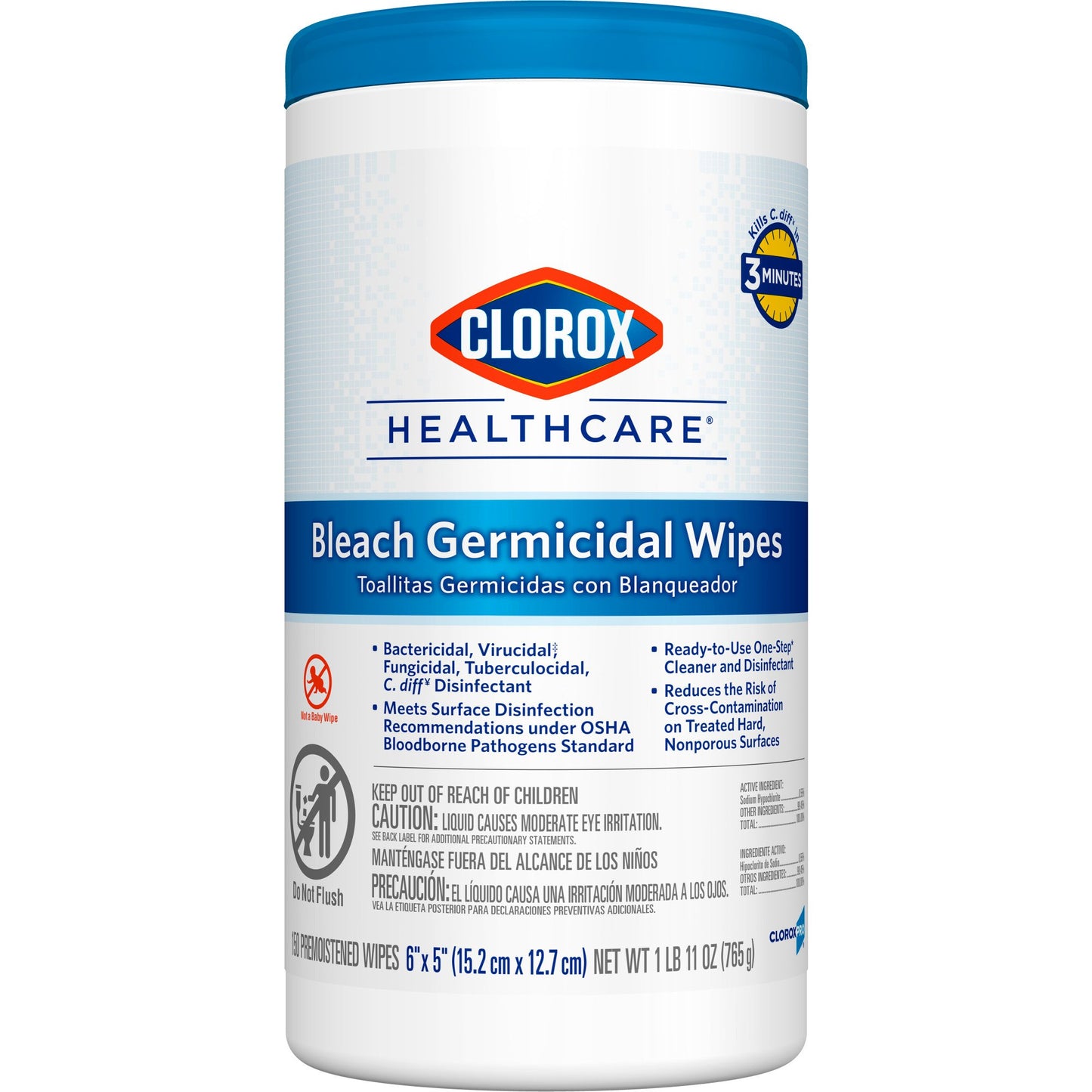 WIPE, CLOROX GERMICIDAL 5X6 (150/PK 6PK/CS) SALFLD