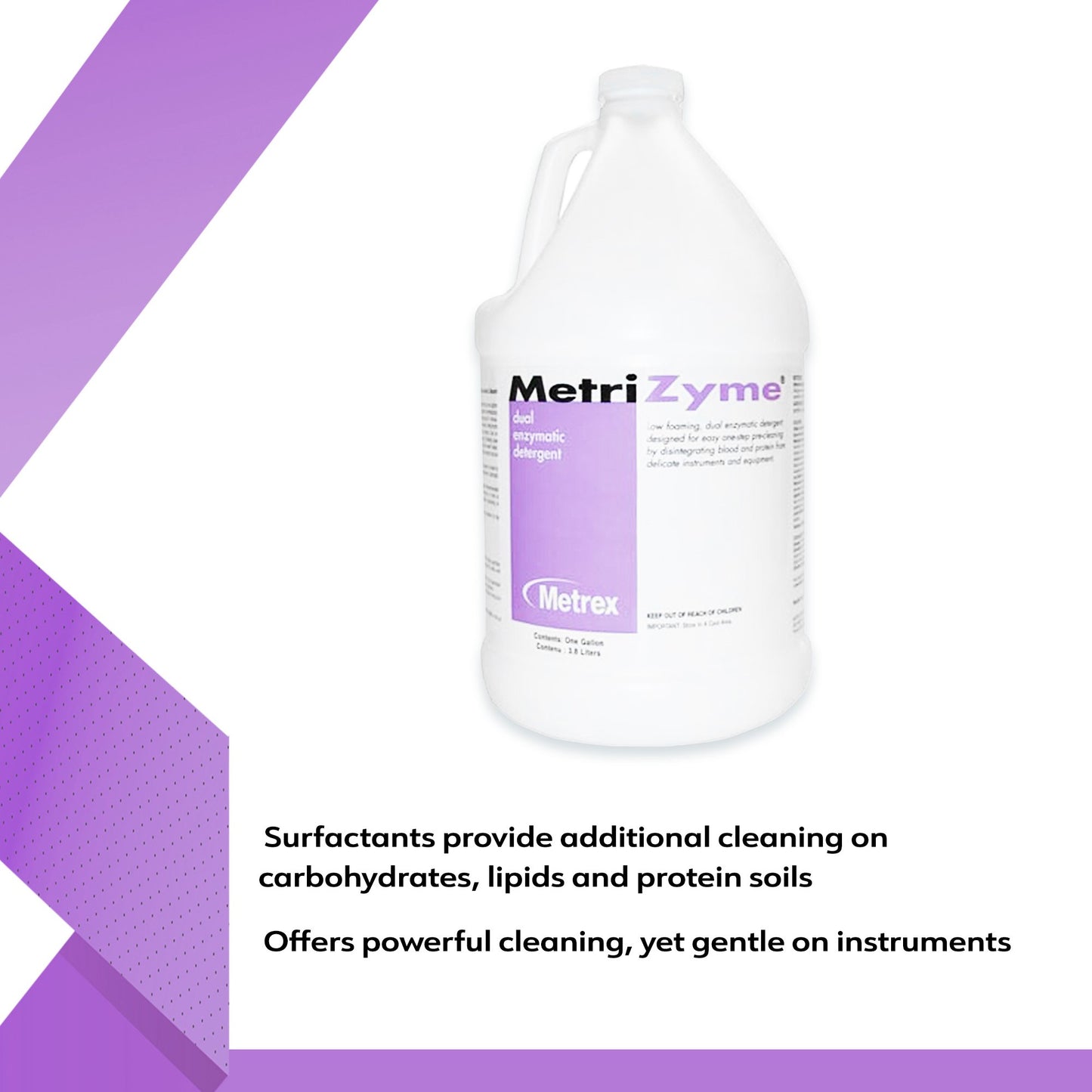 Dual Enzymatic Instrument Detergent MetriZyme Liquid RTU 1 gal. Jug Mint Scent