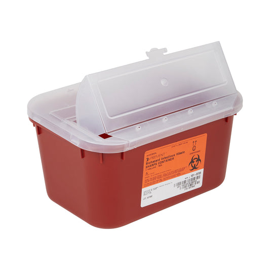 Sharps Container McKesson Red Base 5 H X 10 W X 7 D Inch Horizontal Entry 1 Gallon