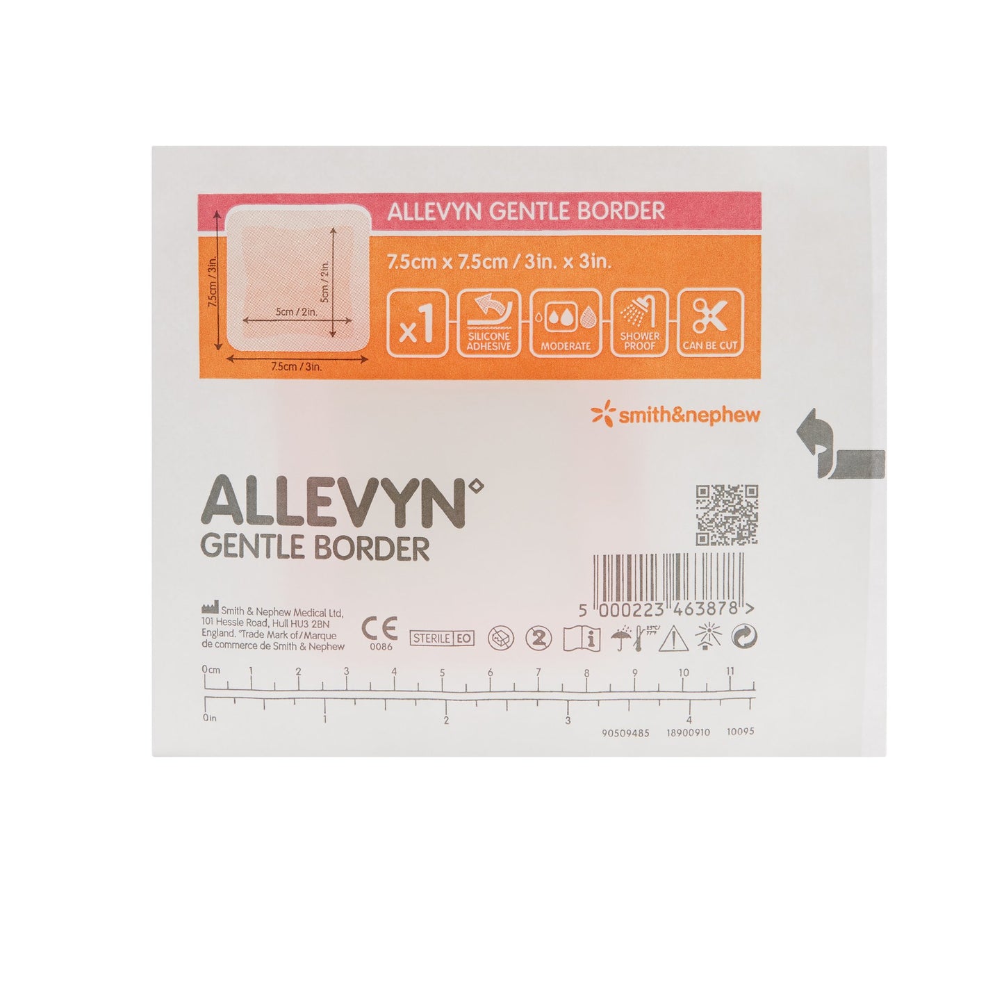 Allevyn Gentle Border Silicone Foam Dressing, 3 x 3 Inch