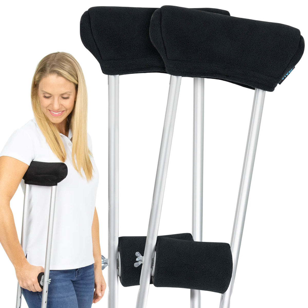 Vive Health Fleece Crutch Pads with Hand Grips