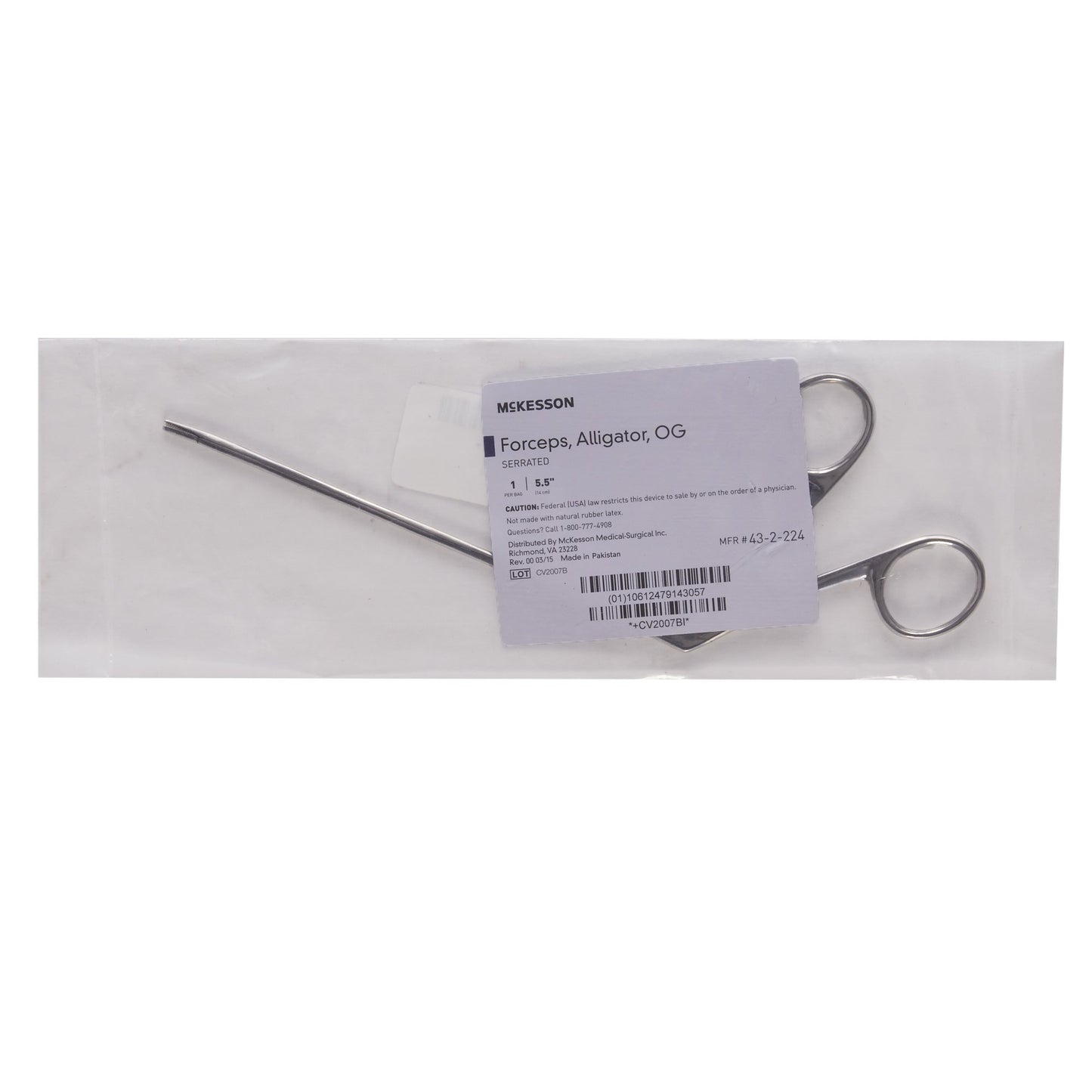 Alligator Forceps McKesson Noyes 5-1/2 Inch