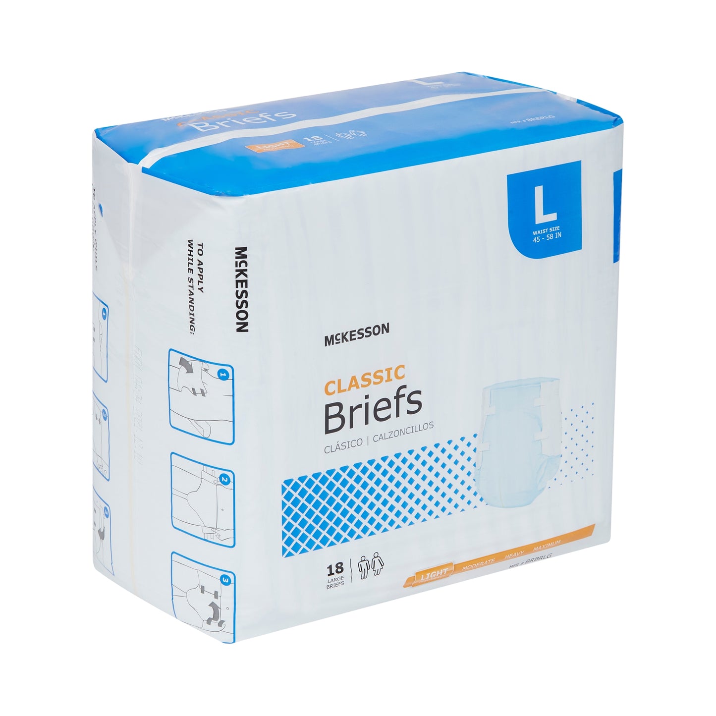 Unisex Adult Incontinence Brief McKesson Classic Large Disposable Light Absorbency