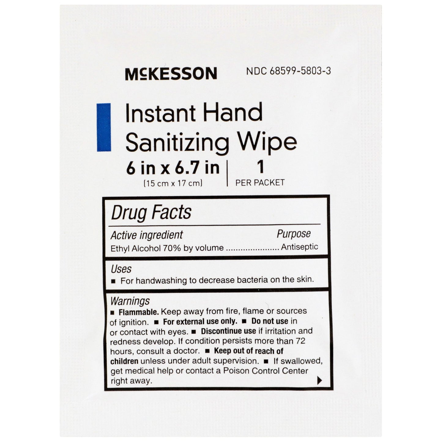WIPE, SANITIZING HND PCKT 6.0"X6.7" (100/BX 10BX/CS)