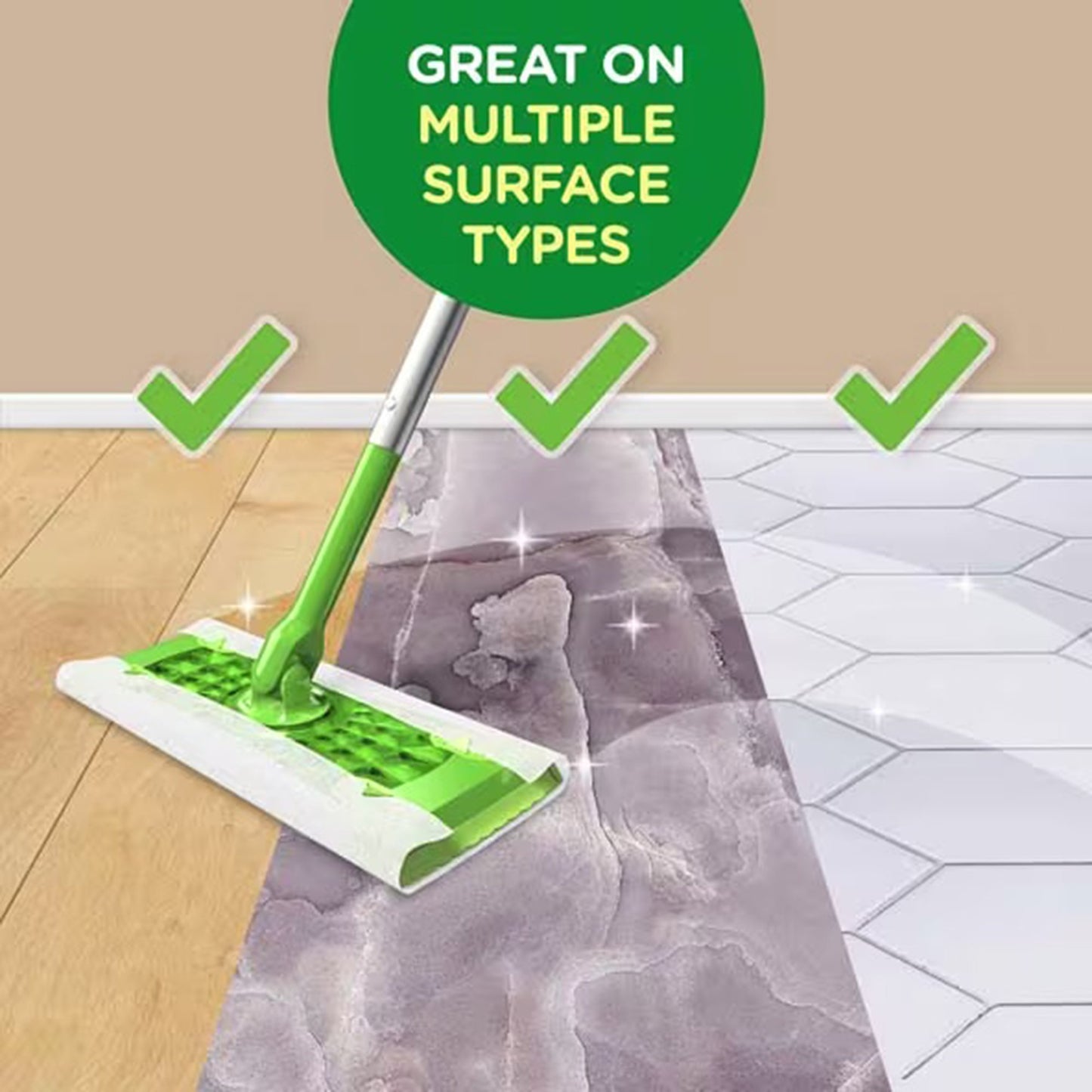 Saturated Wet Mop Pad Swiffer® Wet Bound Edge White Cloth Disposable