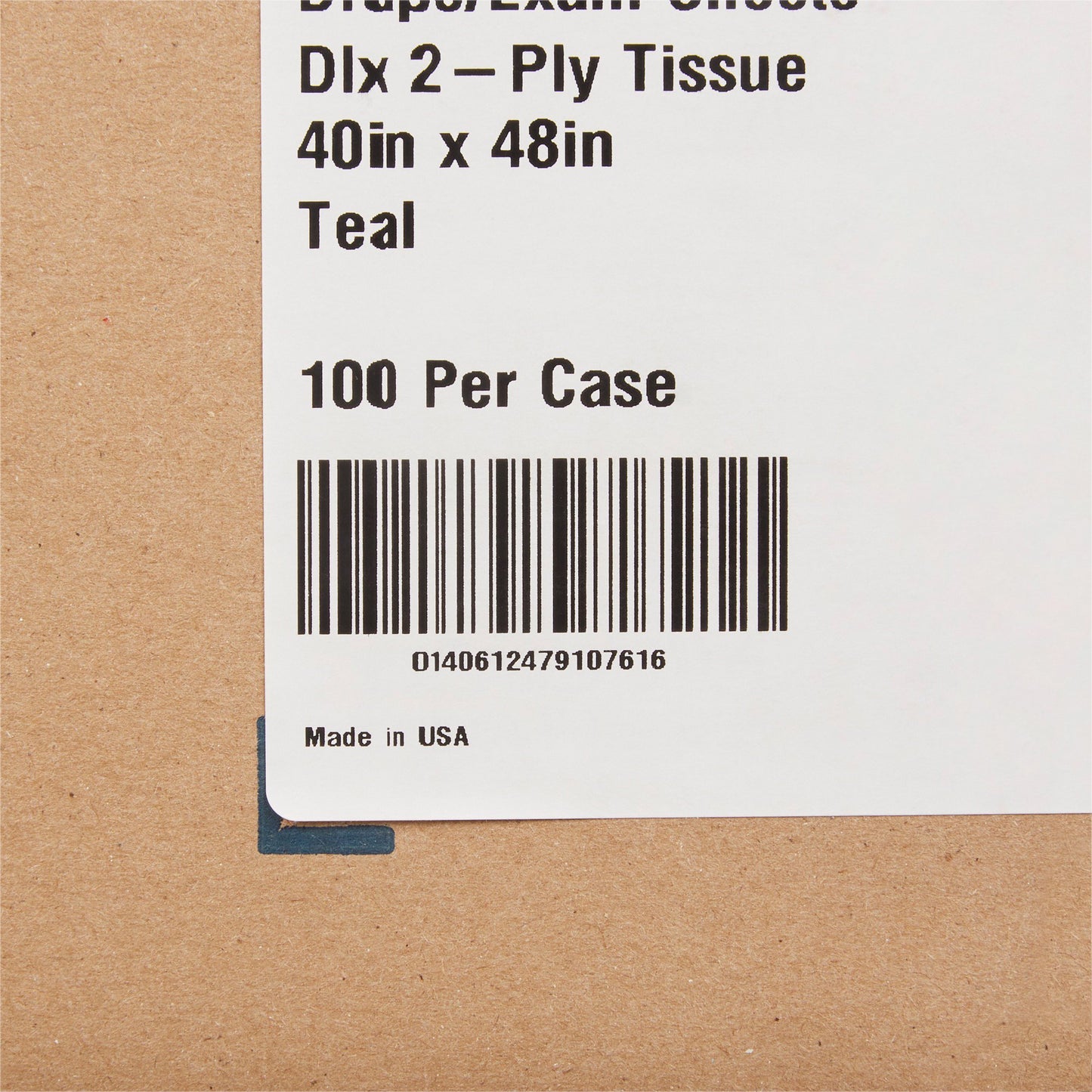 SHEET, DRAPE 2PLY TEAL 40X48 (100/CS)