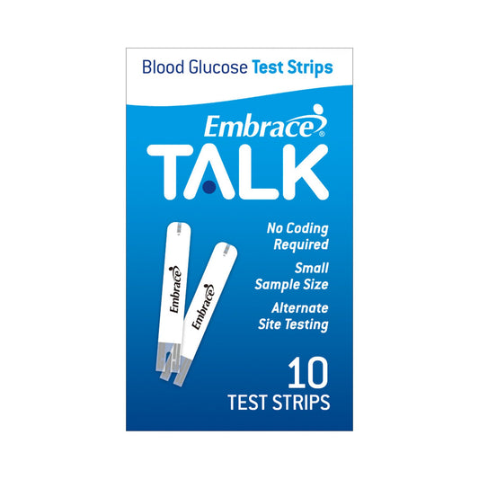 TEST STRIP, GLUCOSE EMBRACE TALK (10/VL 100VL/CS)