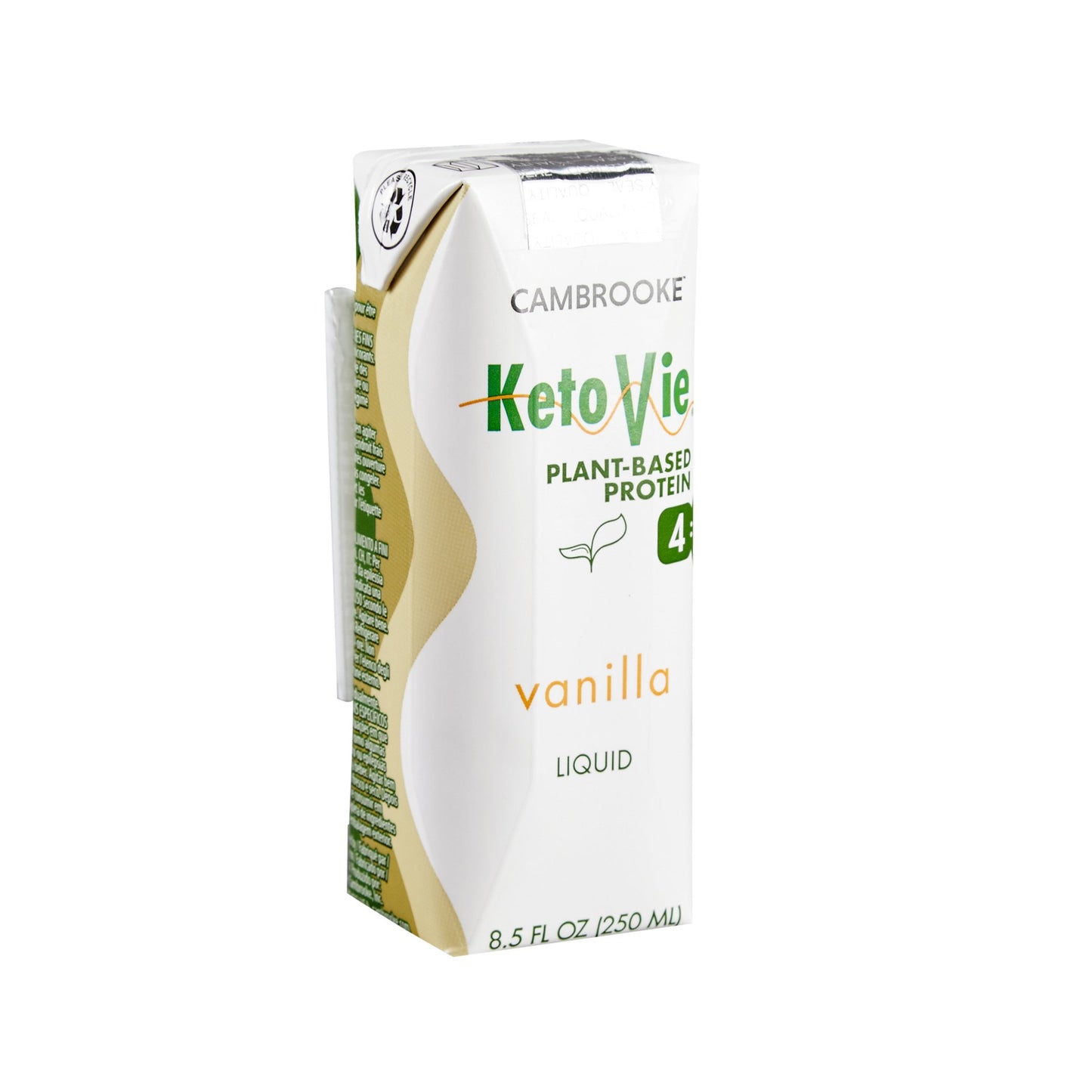 Oral Supplement KetoVie 4:1 Plant-Based Protein Vanilla Flavor Liquid 8.5 oz. Carton