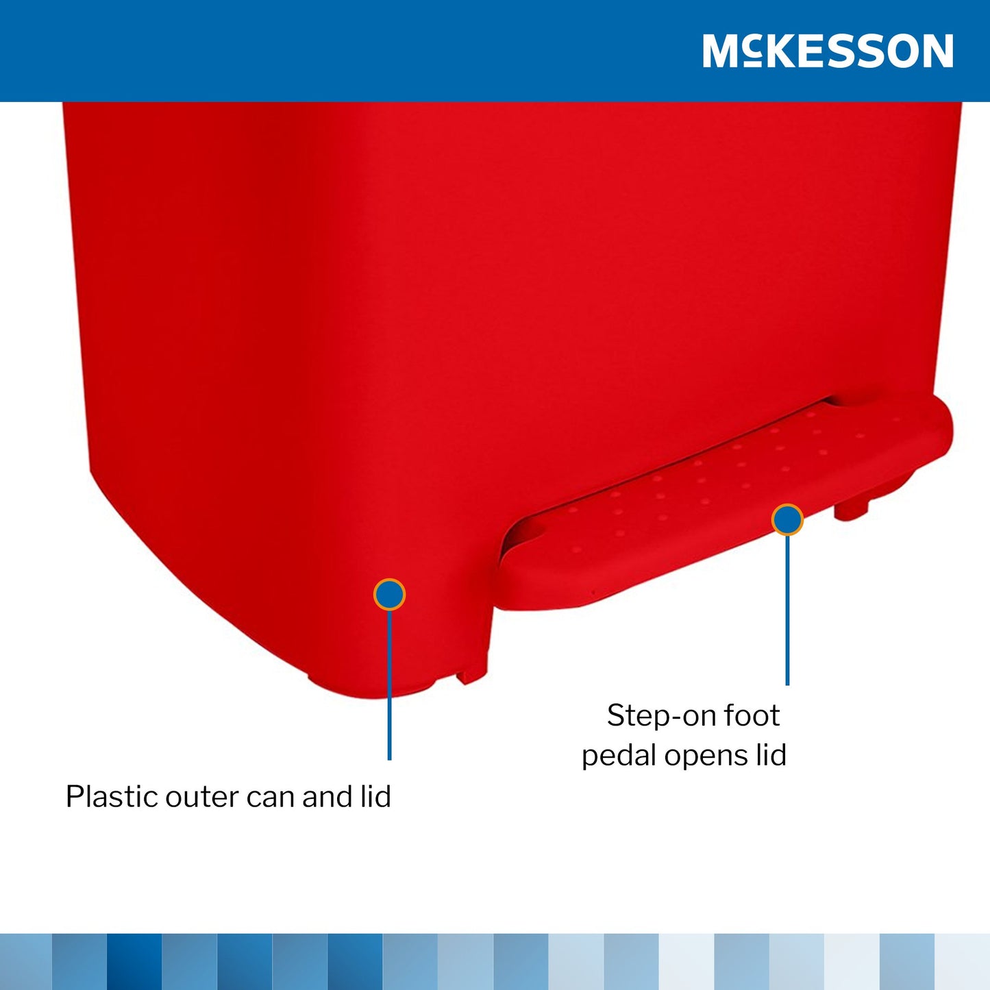 WASTECAN, STEP-ON RECTGL PLAS RED 52QT