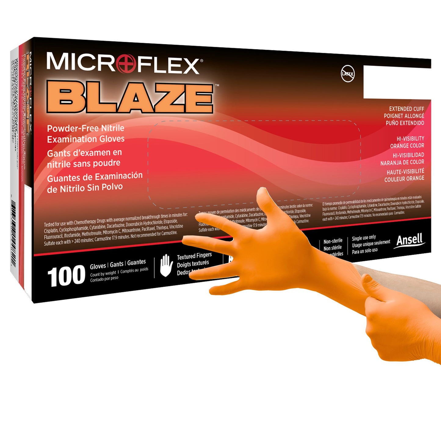 Microflex® Blaze® Nitrile Exam Glove, Extra Large, Orange
