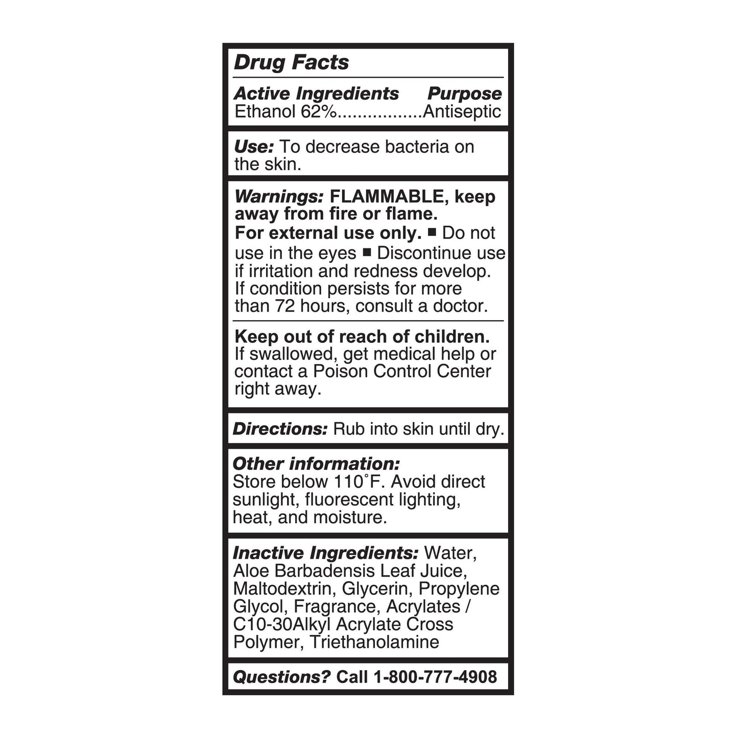 SANITIZER, HAND INSTANT W/ALOE4OZ (24/CS)