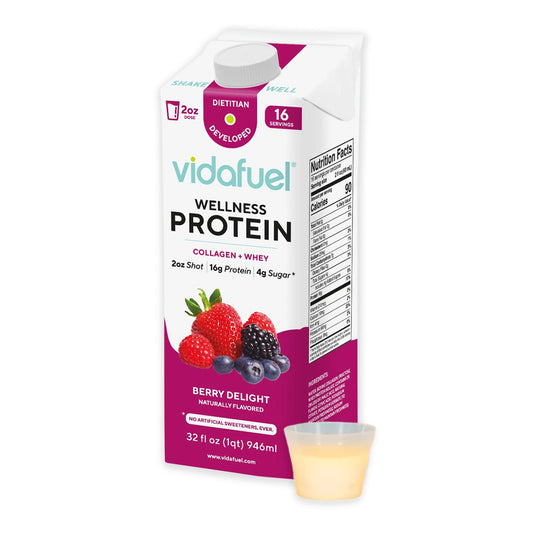 Vidafuel Wellness Protein Drink with Collagen and Whey, Berry Delight Flavor