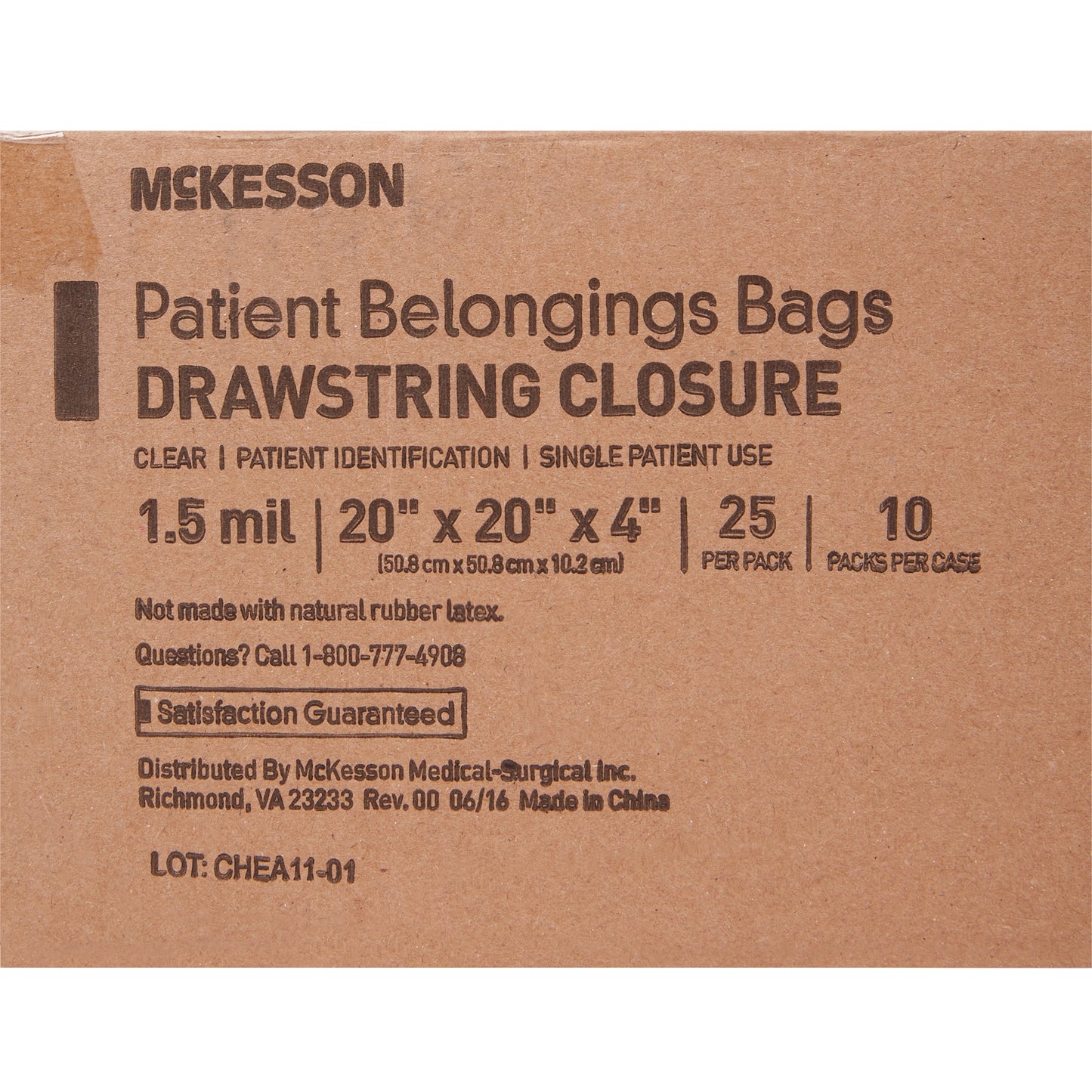 BAG, PAT DRWSTRNG 20X20X4 CLR (25PK 10PK/CS)