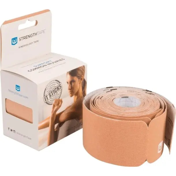 StrengthTape Kinesiology Tape Precut Roll Beige 5m
