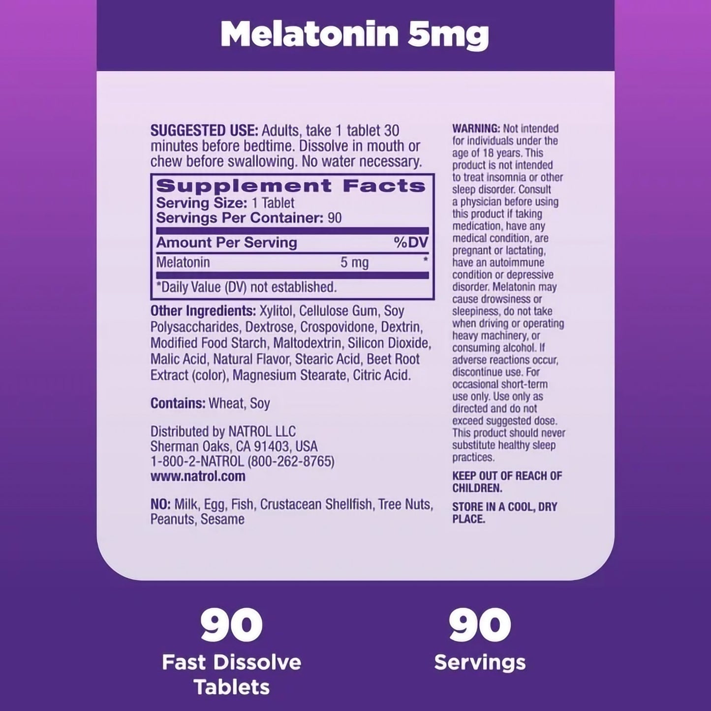 MELATONIN, TAB XS FAST DISSOLVE STRWBRY 5MG (90/BT)