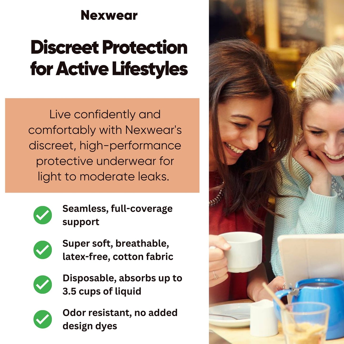 UNDERWEAR, NEXWEAR WMN DISP W/PAD XLG 40-56" (15/PK 4PK/CS)