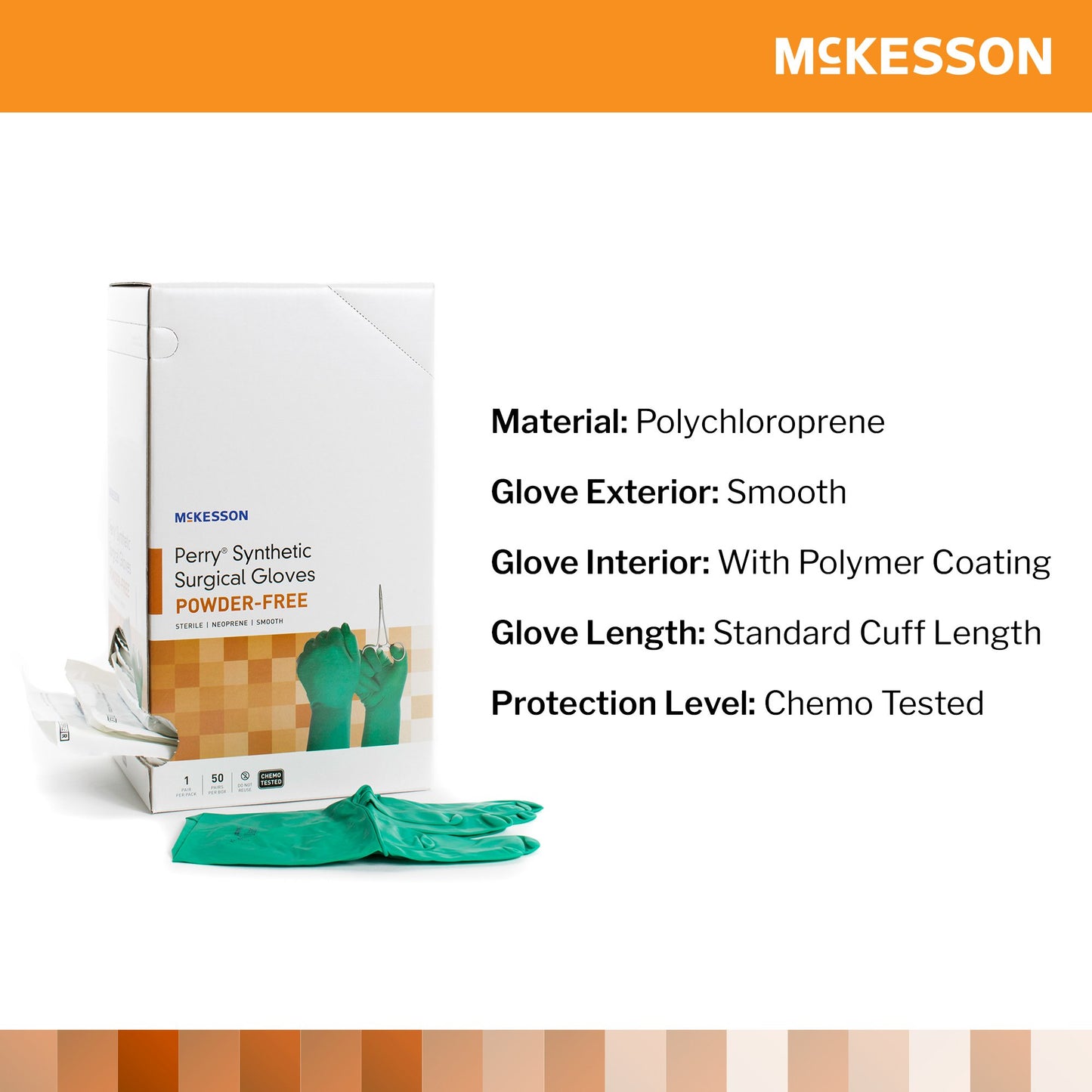 McKesson Perry® Performance Plus Polychloroprene Surgical Glove, Size 7, Green