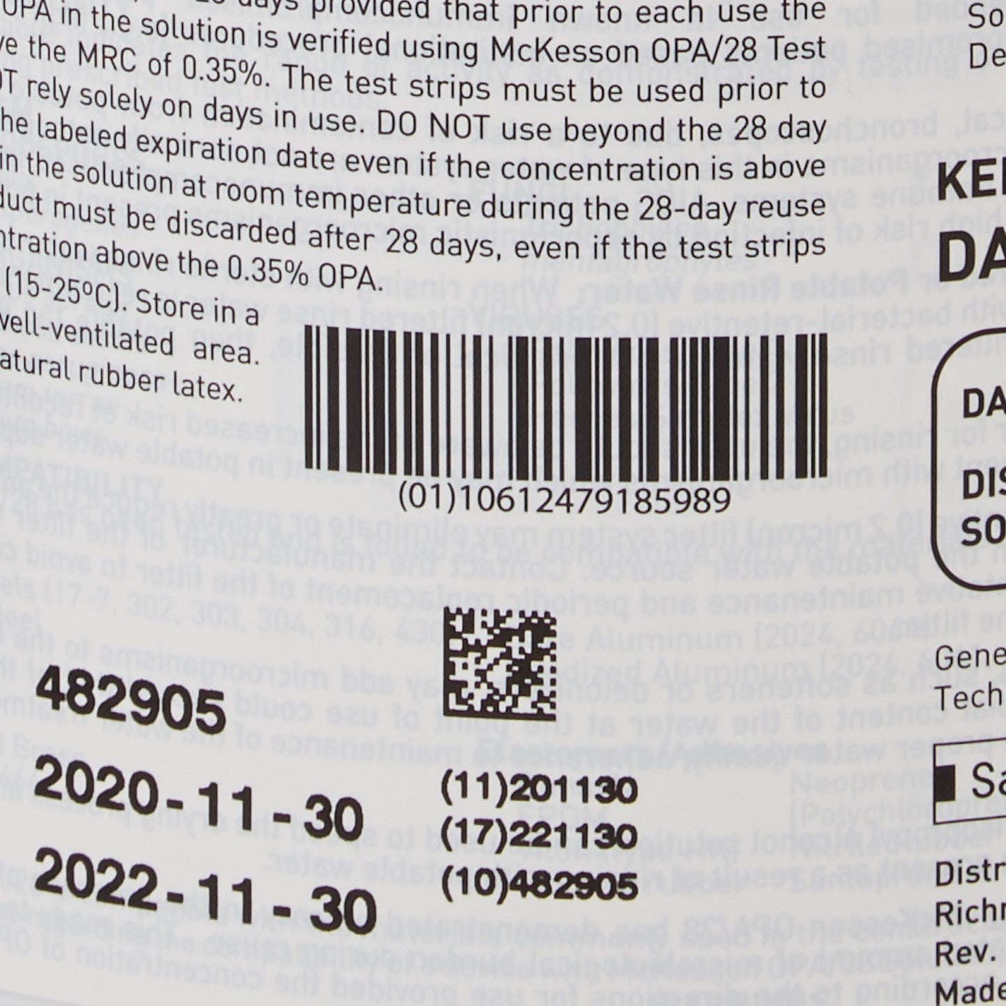 OPA High-Level Disinfectant McKesson OPA/28 RTU Liquid 1 gal. Jug Reusable