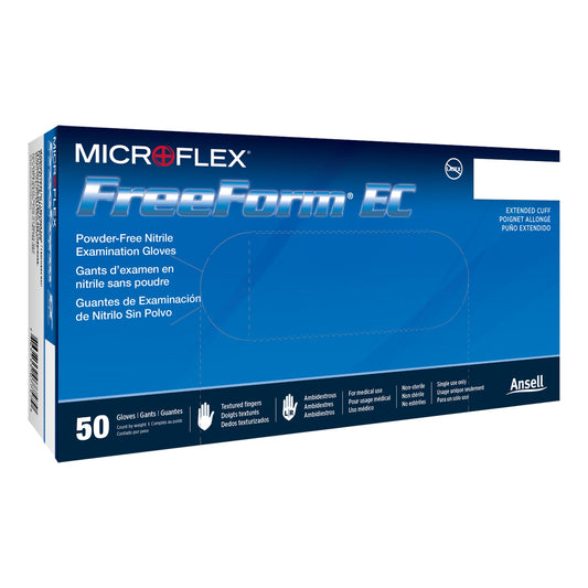 FreeForm® EC Nitrile Extended Cuff Length Exam Glove, Large, Blue