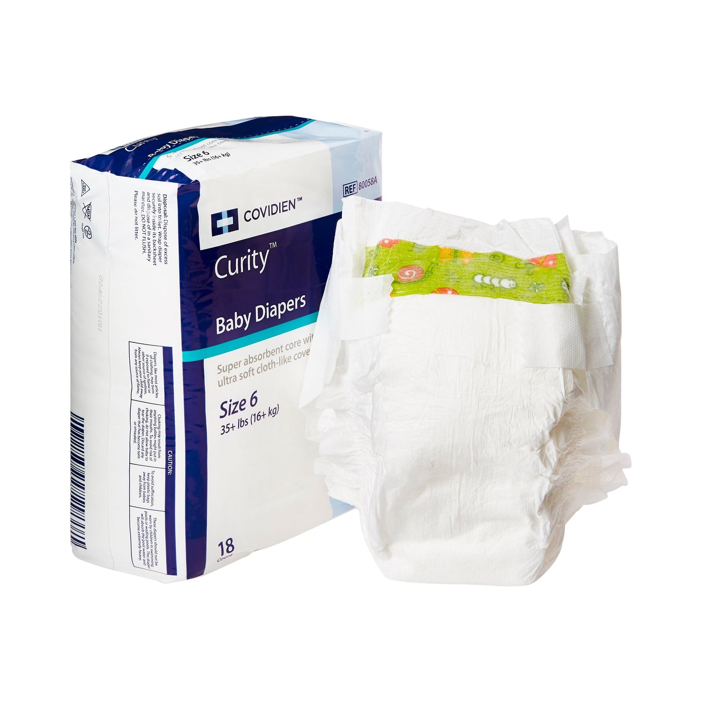DIAPER, CURITY BABY SZ6 35+LB (18/BG 8BG/CS) KENICO