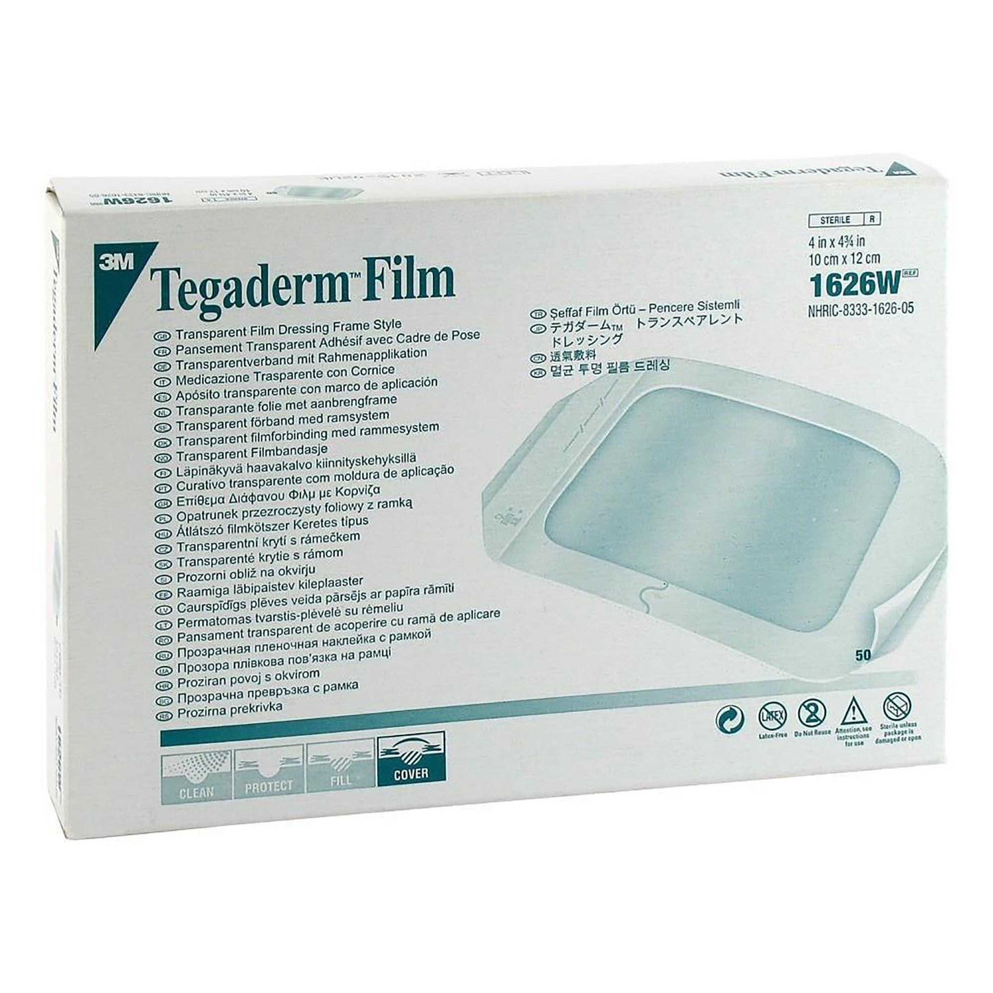 DRESSING, TEGADERM PIC FRAME W/LBL 4X4 3/4(50/BX) 3M