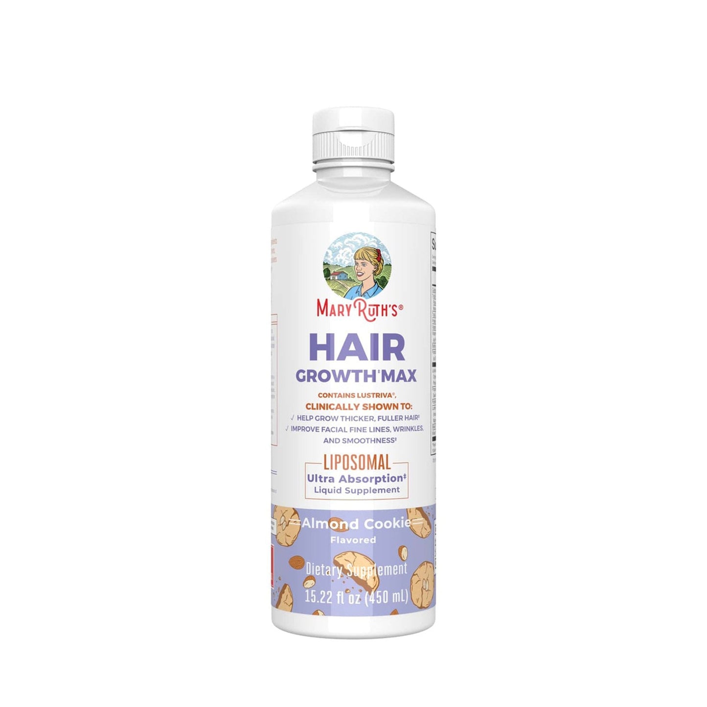 Mary Ruth's® Hair Growth Max Liposomal, Almond Cookie Flavor, 15.22-ounce Bottle