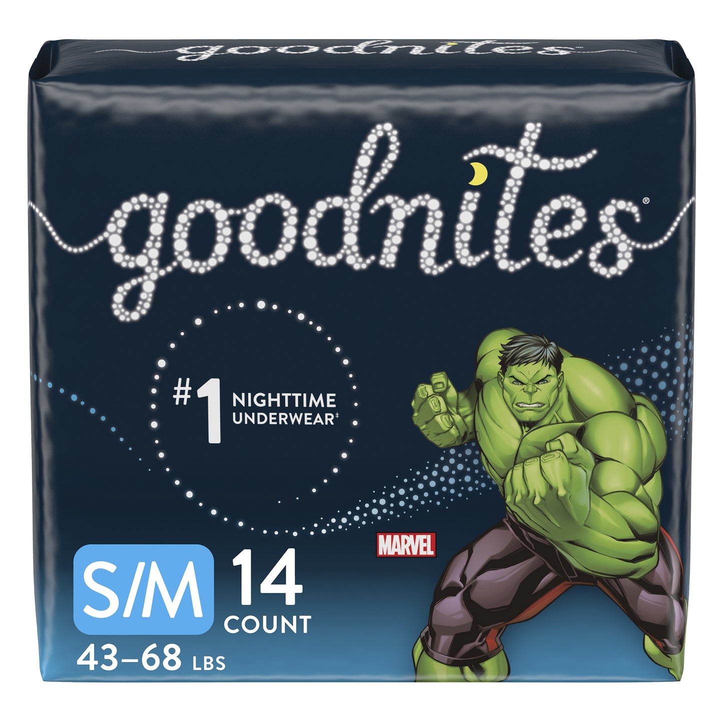 Goodnites® Heavy Absorbency Nighttime Underwear, S/M for Boys 43 – 68 lbs.