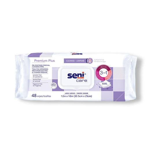 WIPES, CLEANSING SENI CARE PREMIUM PLUS (48/PK 12PK/CS)