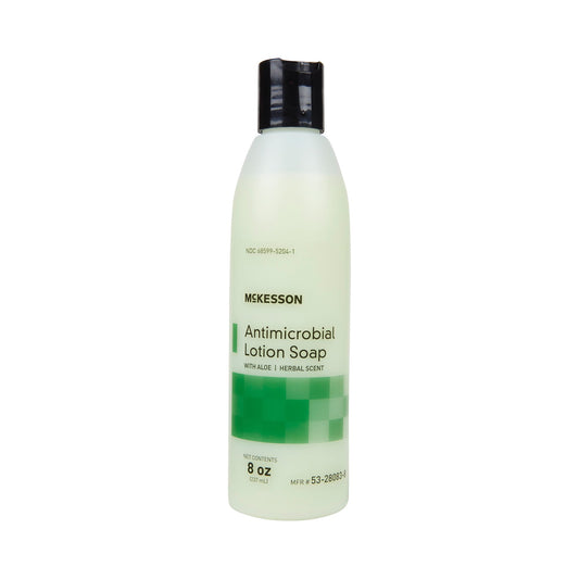 McKesson Antimicrobial Lotion Soap, Herbal Scent, With Aloe, 8-ounce bottle