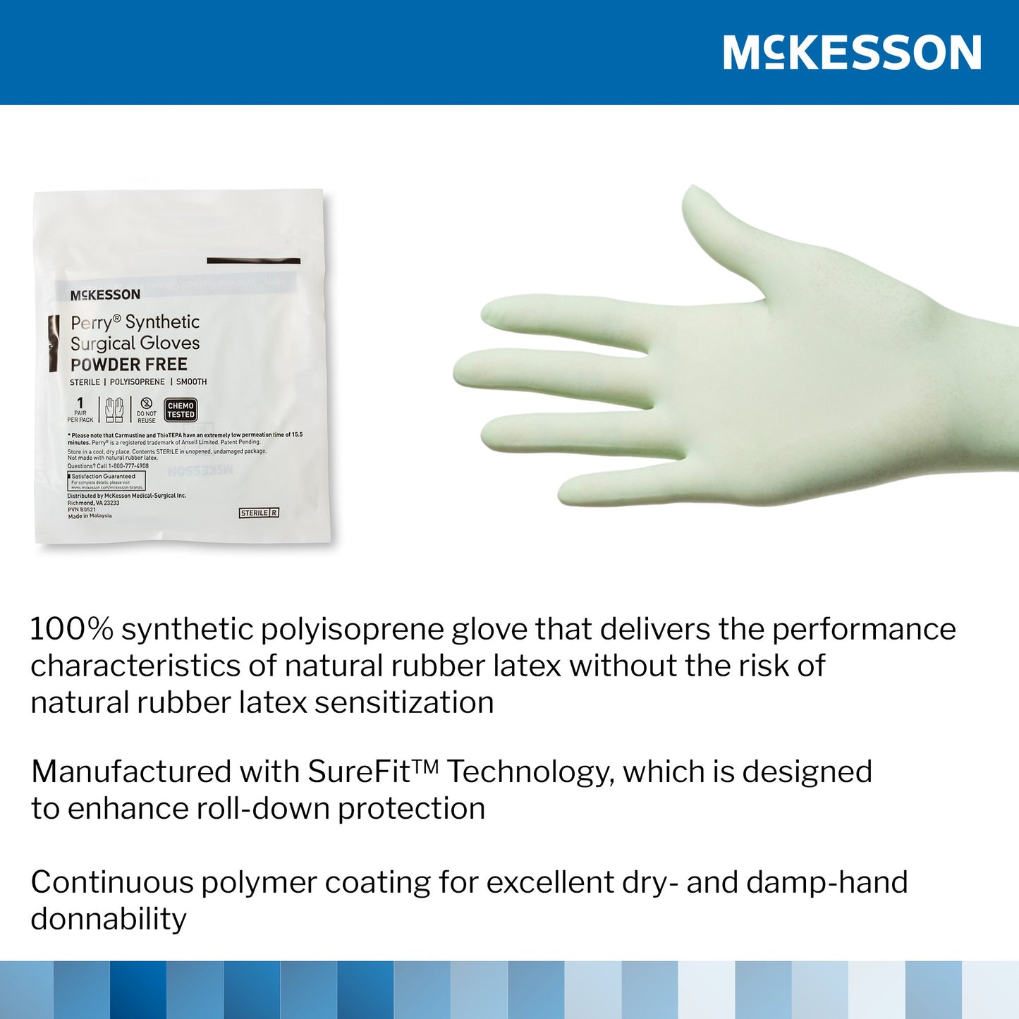 McKesson Perry® Performance Plus Polyisoprene Surgical Glove, Size 9, Green
