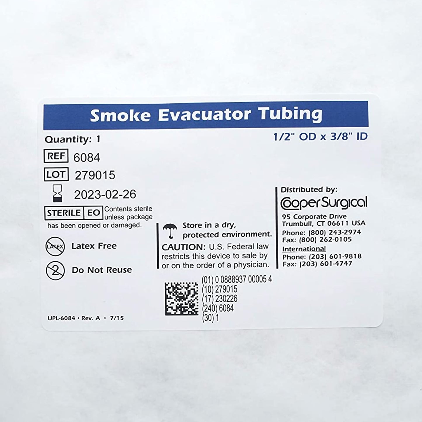 TUBING, SMOKE EVAC (10/PK) D /S