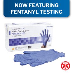 McKesson Confiderm 3.5C Nitrile Exam Gloves X-Small NonSterile Blue Textured Fingertips Chemo Tested 200 per Box