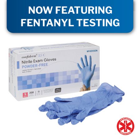 McKesson Confiderm 3.5C Nitrile Exam Gloves Small NonSterile Blue Textured Fingertips Chemo Tested 200 per Box