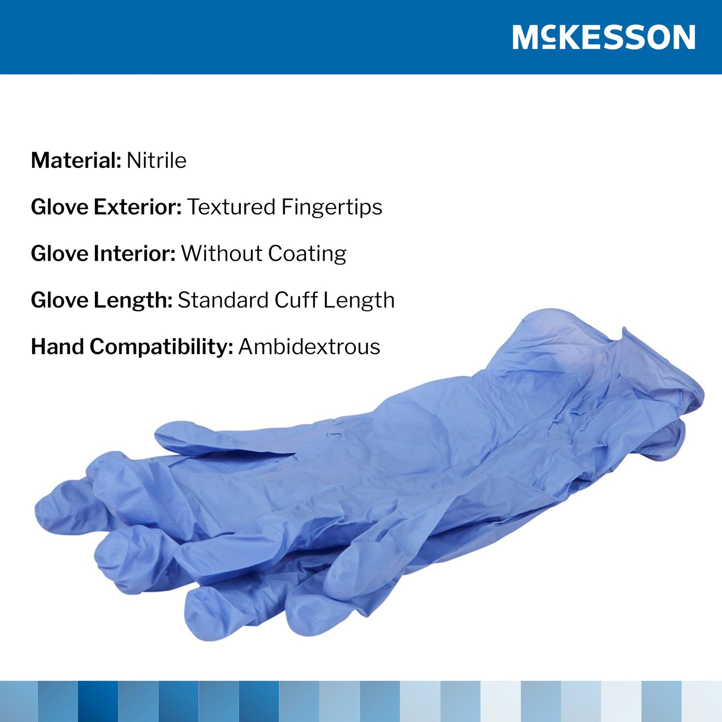 Exam Glove McKesson Confiderm 3.5C Medium NonSterile Nitrile Standard Cuff Length Textured Fingertips Blue Chemo Tested