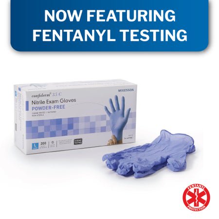 McKesson Confiderm 3.5C Nitrile Exam Gloves Large NonSterile Blue Textured Fingertips Chemo Tested 200 per Box