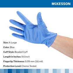 McKesson Confiderm 3.5C Nitrile Exam Gloves X-Large NonSterile Blue Textured Fingertips Chemo Tested 180 per Box