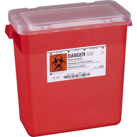 Bemis™ Sentinel Sharps Container, 3 Gallon, 13-1/2 x 13-7/8 x 6-7/8 Inch