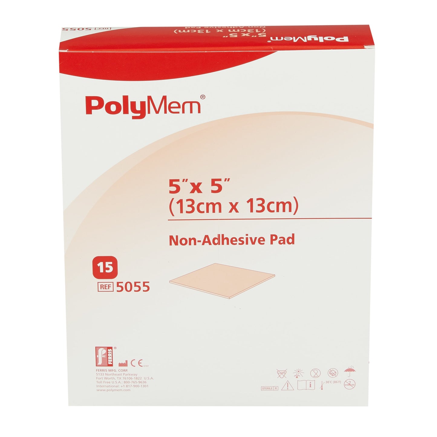 PolyMem® Nonadhesive without Border Foam Dressing, 5 x 5 Inch