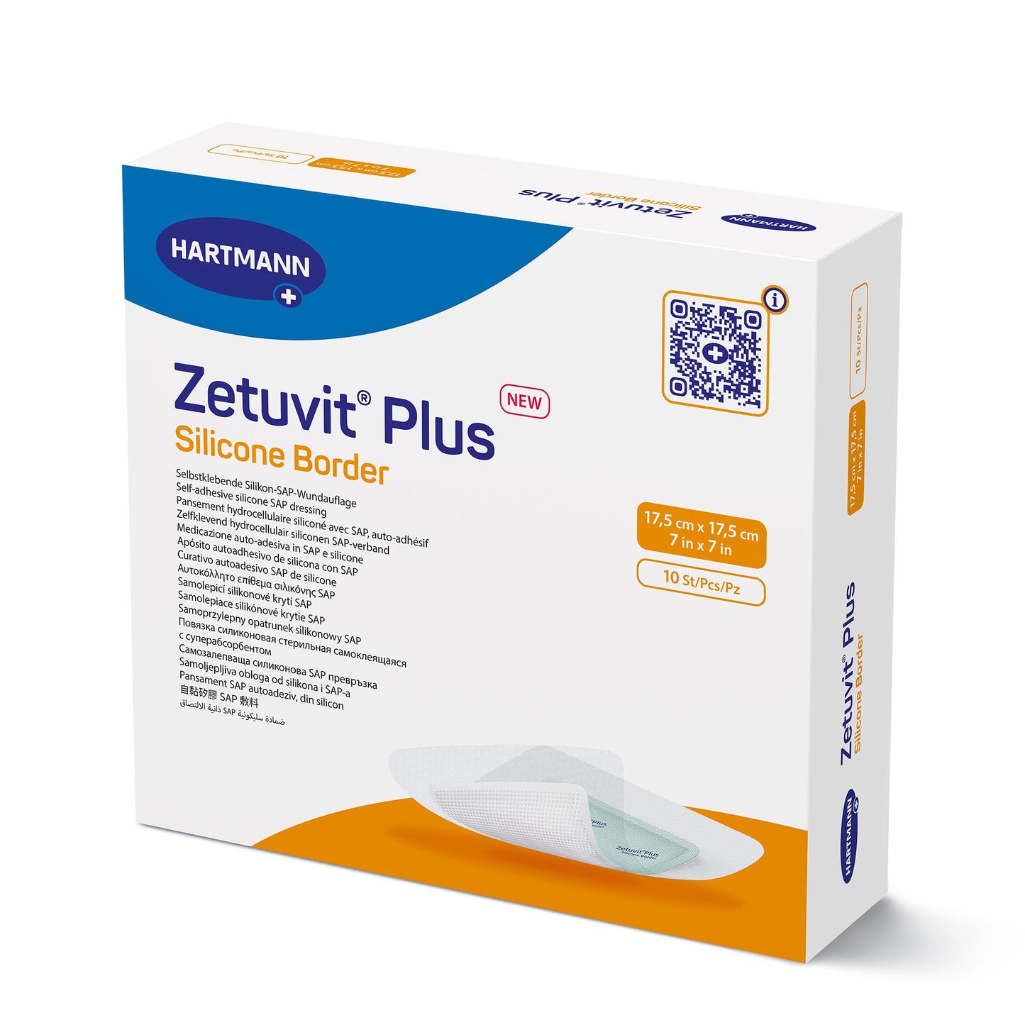 DRESSING, WND ZETUVIT + SAP BRDR SIL ADH 7"X7" (10/BX)
