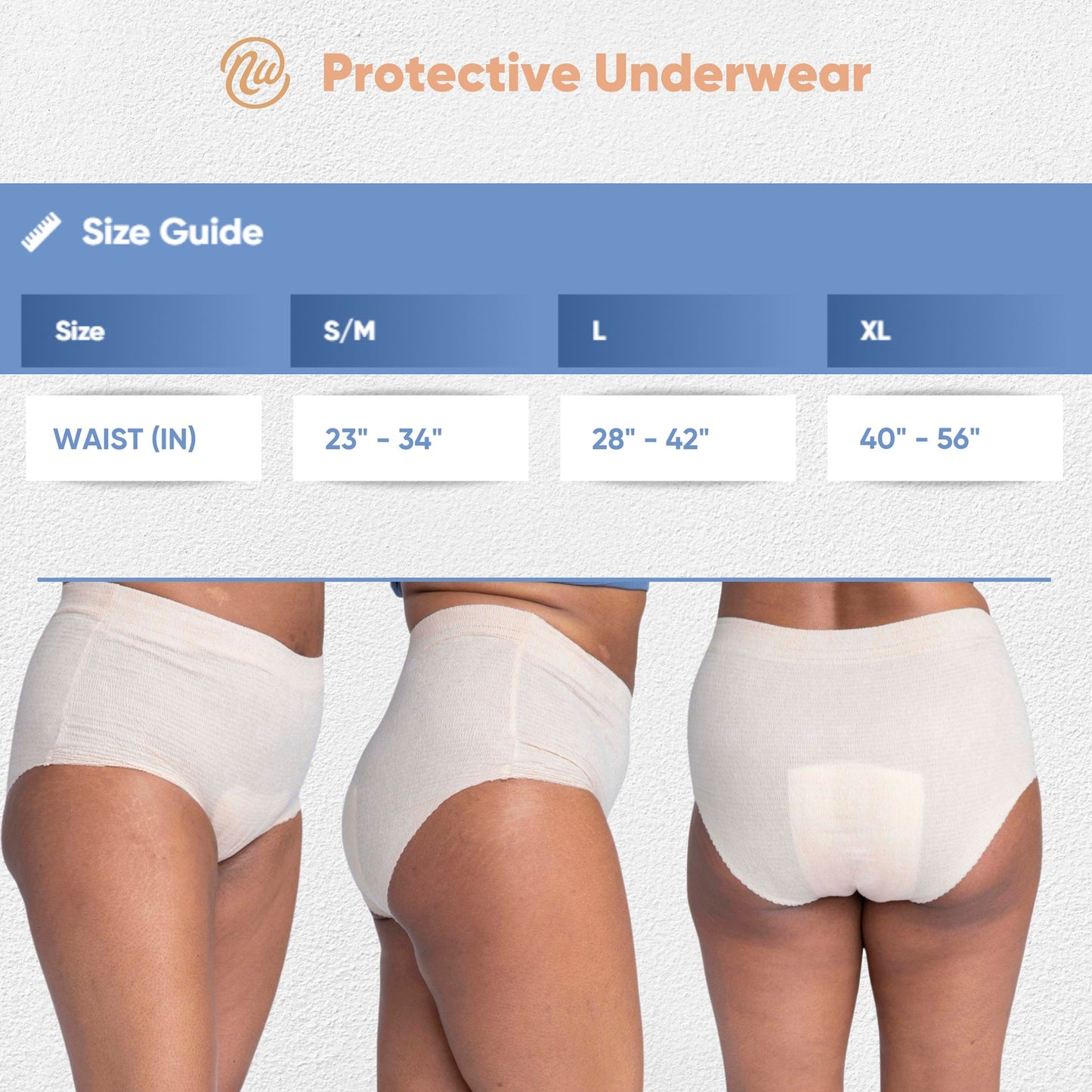UNDERWEAR, NEXWEAR WMN DISP W/PAD XLG 40-56" (15/PK 4PK/CS)