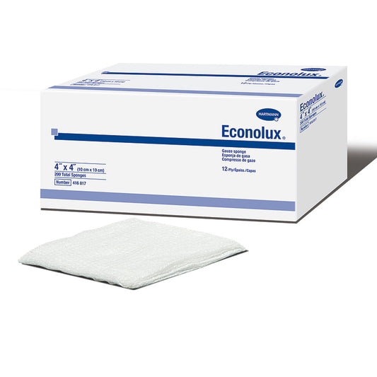 GAUZE, SPNG ECONOLUX N/S 4X4 12PLY (200/BX 10BX/CS