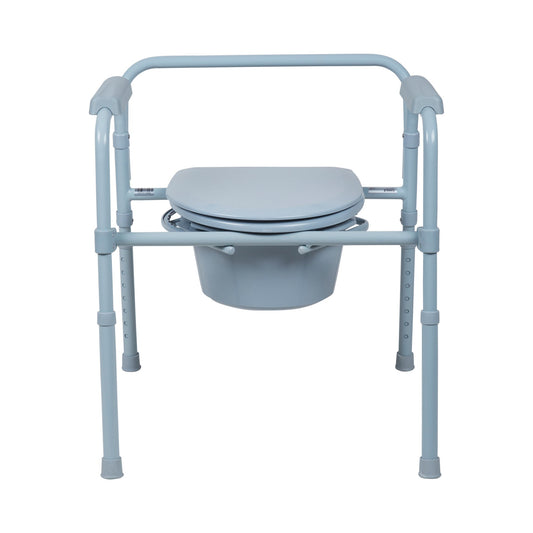 3-in-1 Commode Chair McKesson Fixed Arms Steel Frame Back Bar 13-1/2 Inch Seat Width 350 lbs. Weight Capacity