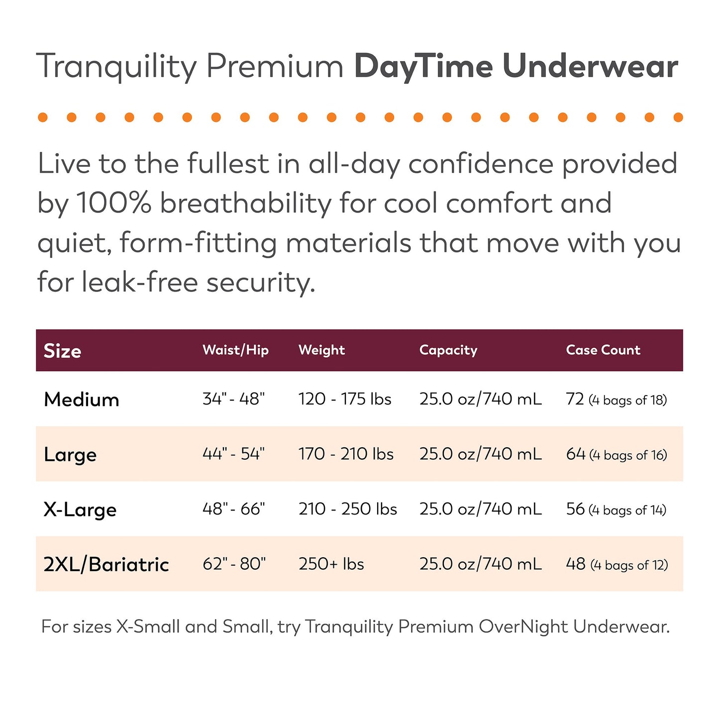 Absorbent Underwear Tranquility® Premium DayTime™ Pull On with Tear Away Seams Adult Large Unisex Disposable Heavy Absorbency