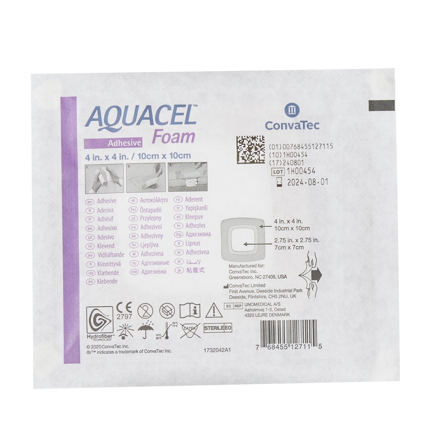 Foam Dressing Aquacel® 4 X 4 Inch With Border Waterproof Film Backing Silicone Adhesive Square Sterile