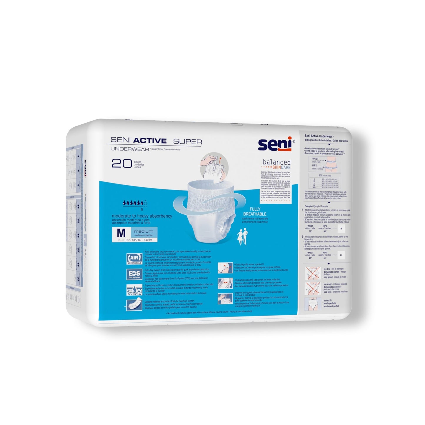 UNDERWEAR, INCONT ACTIVE SUPERMED 31"-43" (20/PK 4PK/CS)