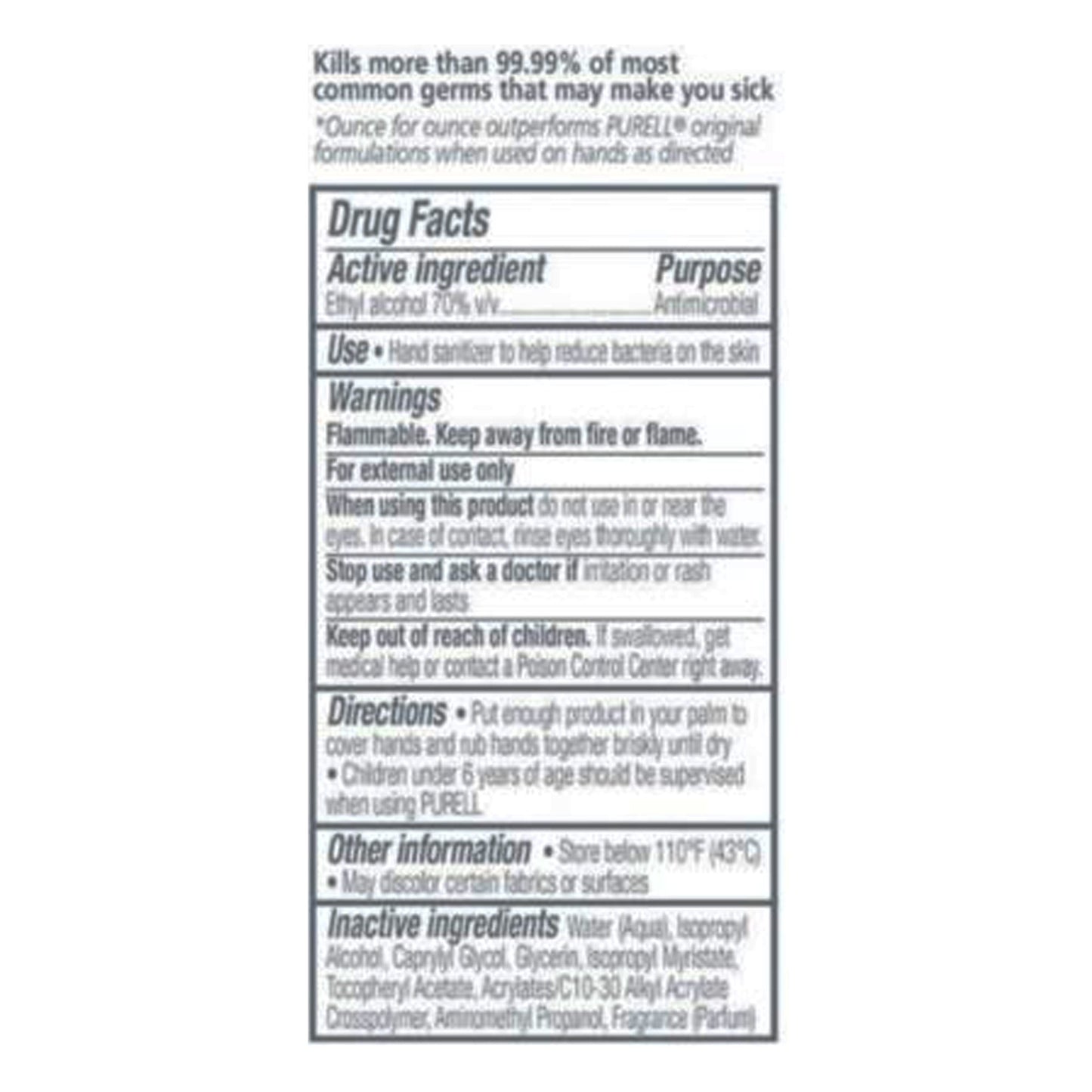Purell® Advanced Hand Sanitizer 70% Ethyl Alcohol Gel, 2-ounce Bottle