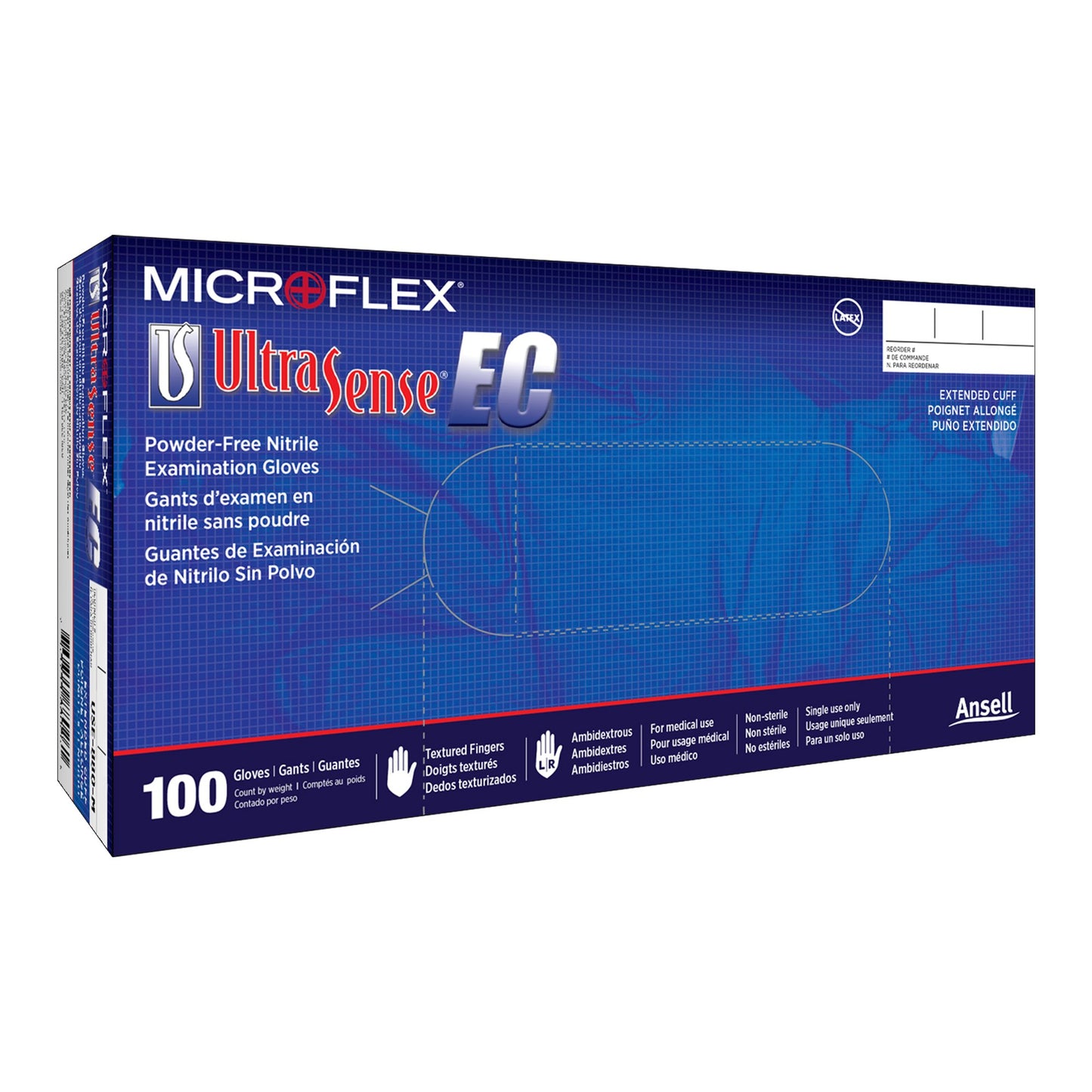 Ultrasense® EC Extended Cuff Length Exam Glove, Extra Large, Blue