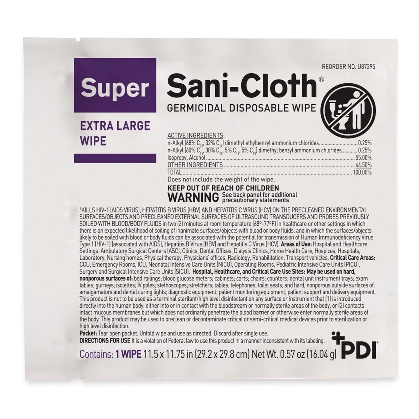 WIPE, SANICLOTH GERMICIDE 11 3/4"X11 1/2" (50/SL)