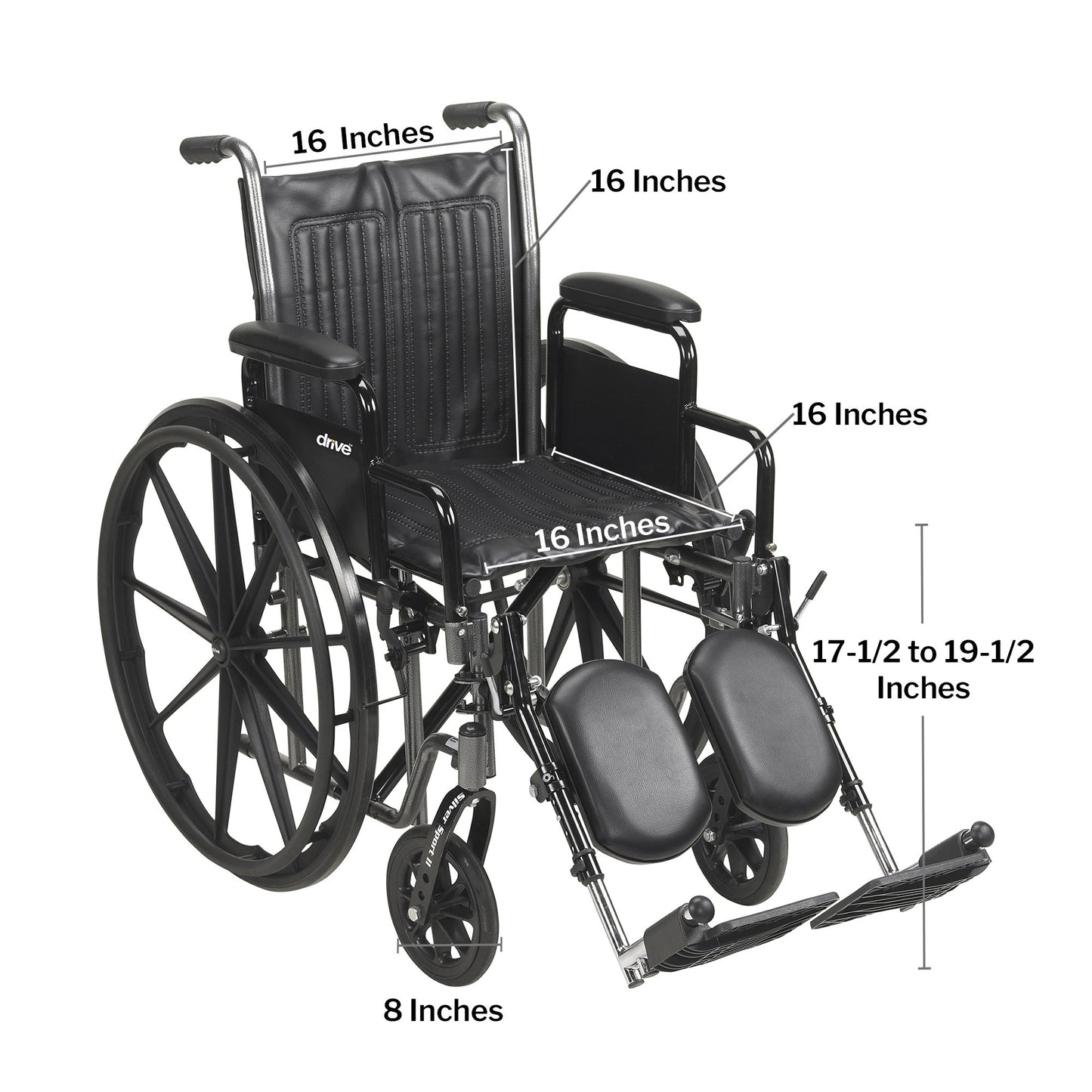 WHEELCHAIR, DDA SF 16" 250LBS